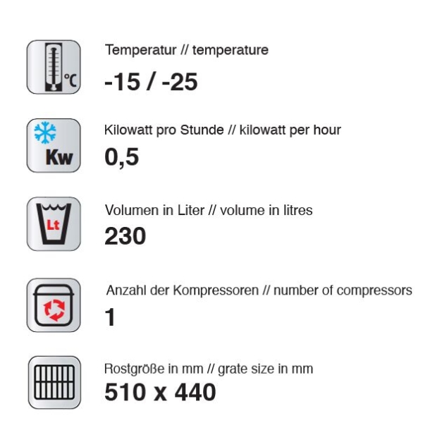 Vitrine de congélation panoramique - 230 litres - 670mm - 3 étagères - Argenté