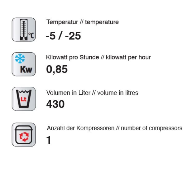 Vitrine panoramique pour congélateur - 430 litres - 670 mm - 7 étagères tournantes - Argent