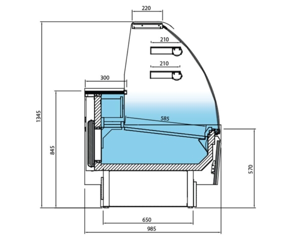 Comptoir à pâtisseries - 2560mm - avec éclairage LED & 2 étagères