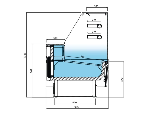 Comptoir à pâtisseries - 2560mm - avec éclairage LED & 2 étagères