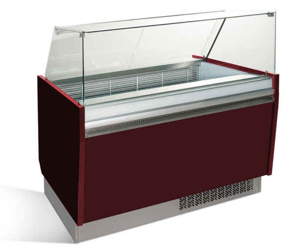 Comptoir à glace LIAM - 1310mm - Statique - pour 10+10x 5 litres de bacs à glace - Rouge grenat