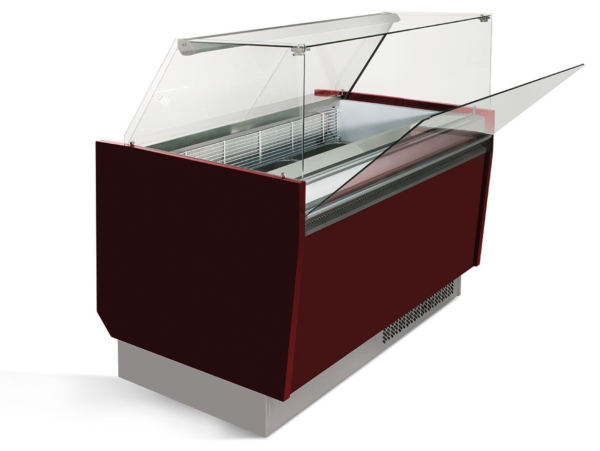 Comptoir à glace LIAM - 1560mm - Statique - pour 13+13x 5 litres de bacs à glace - Rouge grenat