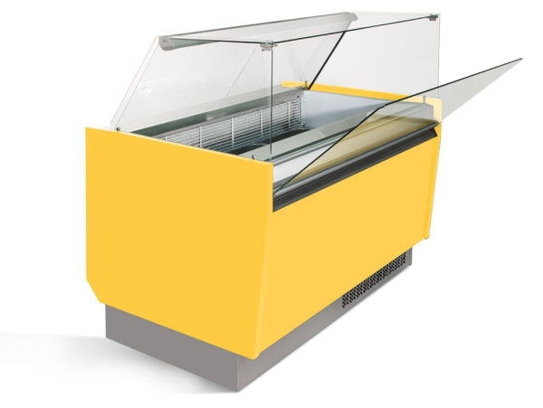 Comptoir à glace LIAM - 1560mm - Statique - pour 13+13x 5 litres de bacs à glace - Jaune