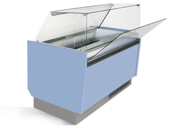 Comptoir à glace LIAM - 1560mm - Statique - pour 13+13x 5 litres bacs à glace - Bleu clair