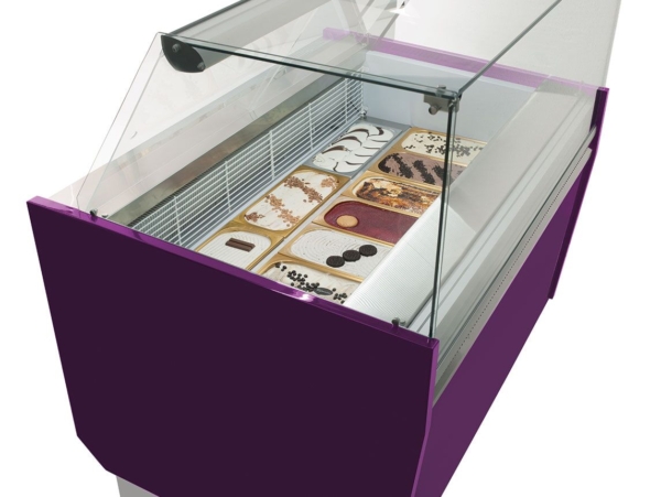 Comptoir à glace LIAM - 1560mm - Statique - pour 13+13x 5 litres de bacs à glace - Violet