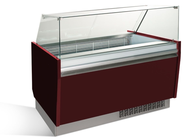 Comptoir à glace LIAM - 1560mm - Statique - pour 13+13x 5 litres de bacs à glace - Rouge grenat