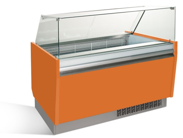 Comptoir à glace LIAM - 1560mm - Statique - pour 13+13x 5 litres de bacs à glace - Orange