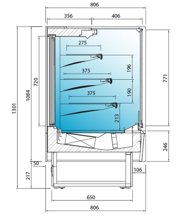 Vitrine à pâtisserie - 1920mm - avec éclairage LED & 2 étagères