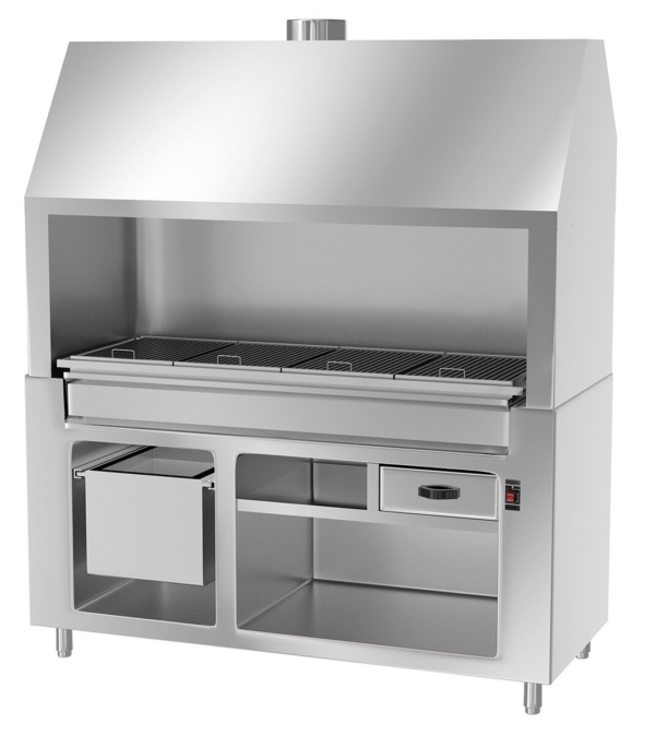 Grill au charbon de bois - 1,76m - Aspect inox