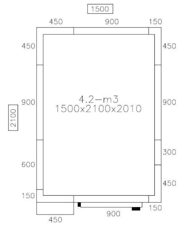 Cellule de congélation - 1500x2100mm - 4,2m³ - Lamelles incluses