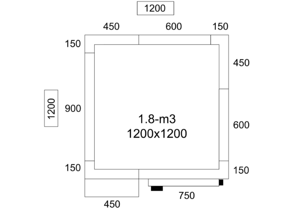 Chambre froide en inox - 1200x1200mm - 1,8m³ - Groupe froid inclus