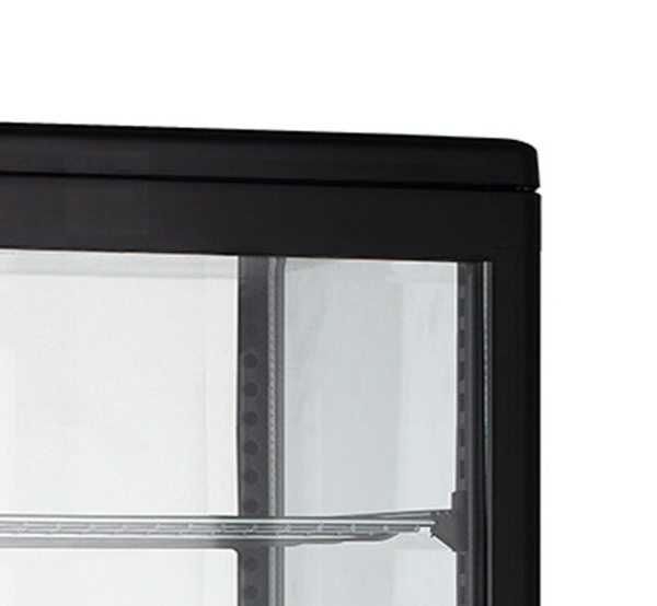 Vitrine panoramique de table - 98 litres - 420mm - avec 4 étagères - Noir