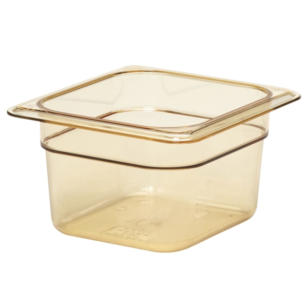 6 pièces CAMBRO | H-PAN™ - Conteneur GN résistant à la chaleur 1/6 - Ambre - Profondeur 100 mm