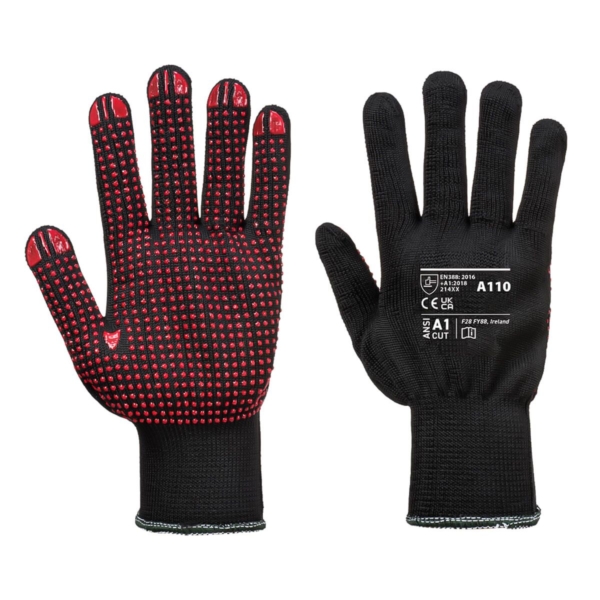 (10 paires) Gants à picots en PVC - Noir/ Rouge - Taille : XL