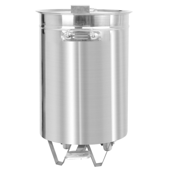 Poubelle avec couvercle relevable & pédale - 100L - inox