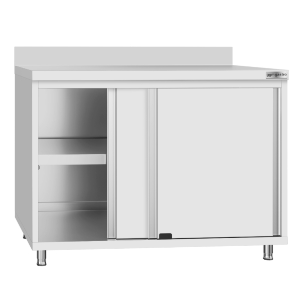 Armoire de travail ECO en inox - 1000x700mm - avec porte coulissante et rebord