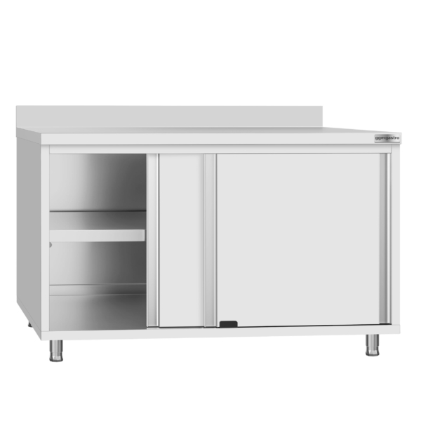 Armoire de travail ECO en inox - 1200x700mm - avec porte coulissante et rebord