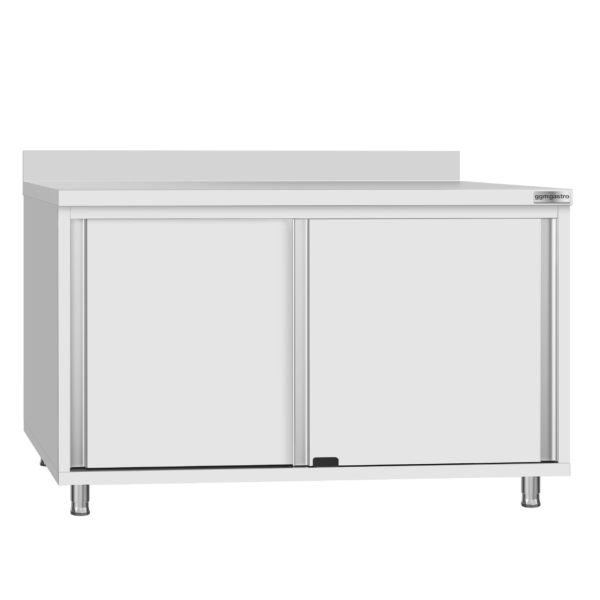 Armoire de travail ECO en inox - 1200x700mm - avec porte coulissante et rebord