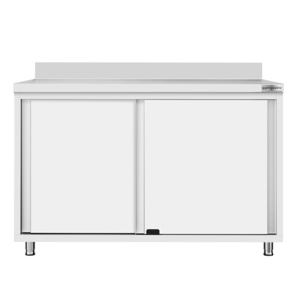 Armoire de travail ECO en inox - 1200x700mm - avec porte coulissante et rebord