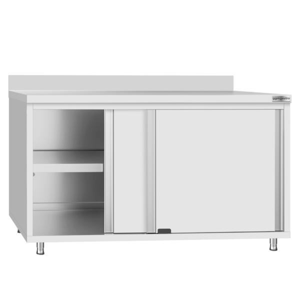 Armoire de travail inox ECO - 1400x700mm - avec porte coulissante et rebord