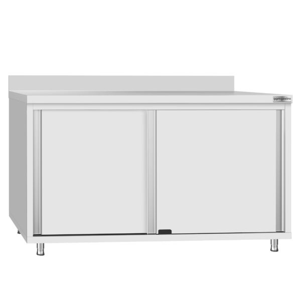 Armoire de travail inox ECO - 1400x700mm - avec porte coulissante et rebord