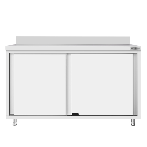 Armoire de travail inox ECO - 1400x700mm - avec porte coulissante et rebord