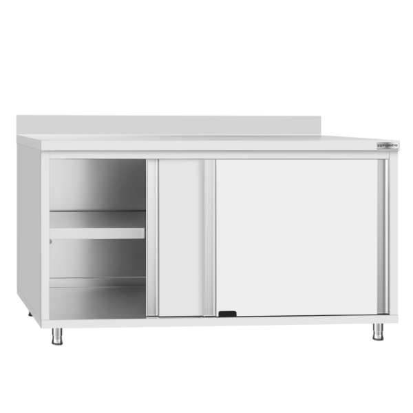 Armoire de travail ECO en inox - 1600x700mm - avec porte coulissante et rebord