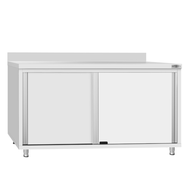 Armoire de travail ECO en inox - 1600x700mm - avec porte coulissante et rebord