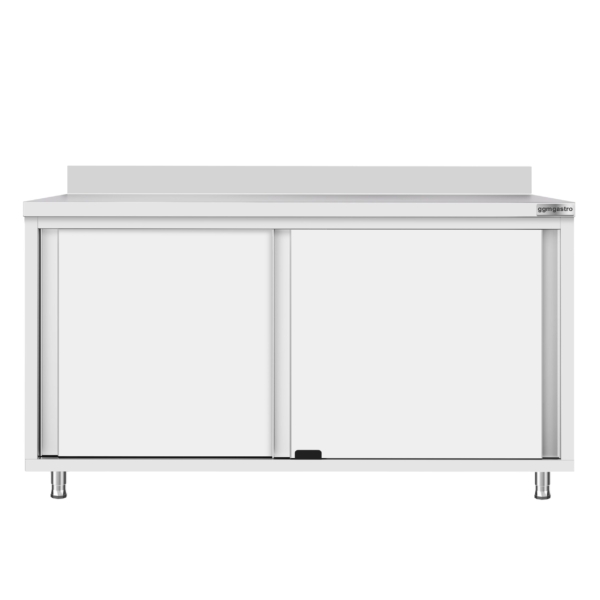 Armoire de travail ECO en inox - 1600x700mm - avec porte coulissante et rebord