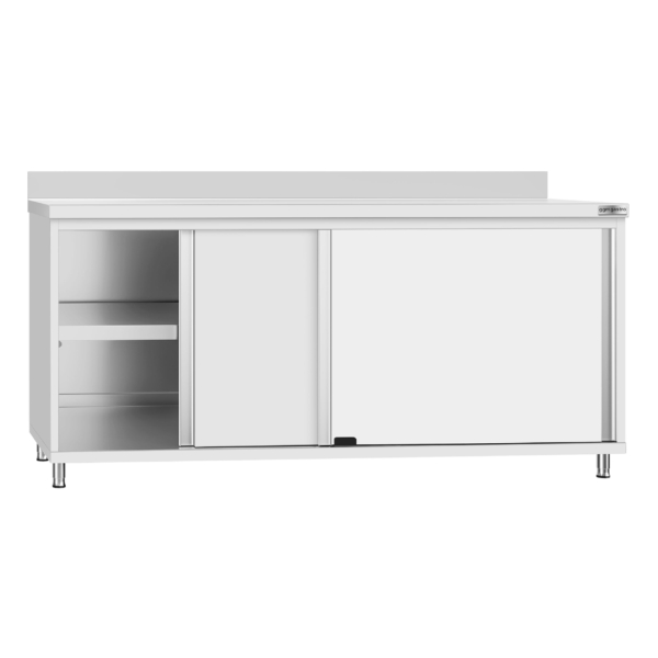 Armoire de travail en inox ECO - 1800x700mm - avec porte coulissante et rebord