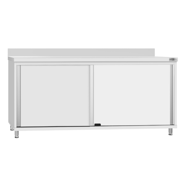 Armoire de travail en inox ECO - 1800x700mm - avec porte coulissante et rebord