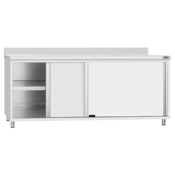 Armoire de travail ECO en inox - 2000x700mm - avec porte coulissante et rebord