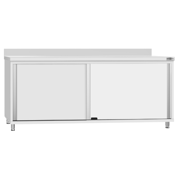 Armoire de travail ECO en inox - 2000x700mm - avec porte coulissante et rebord