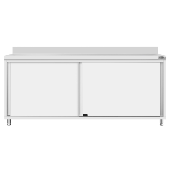 Armoire de travail ECO en inox - 2000x700mm - avec porte coulissante et rebord