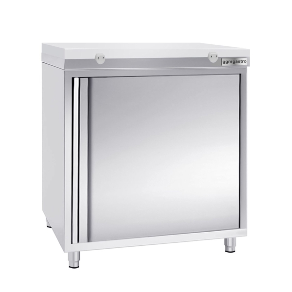 Armoire de travail en inox PREMIUM - 600x600mm - avec porte battante sans rebord y compris plaque de découpe