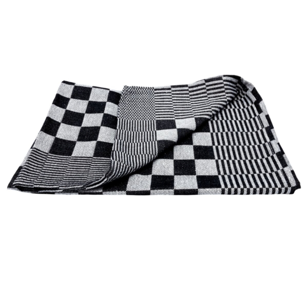 Torchon à vaisselle en coton - 65 x 65 cm - Noir/Blanc en carré -  Lot de 12 pièces