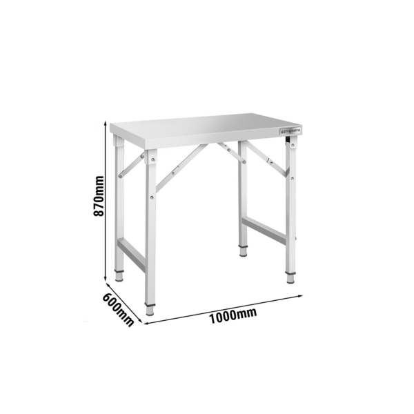 Table de travail en acier inoxydable - pliante - 1000x600 mm