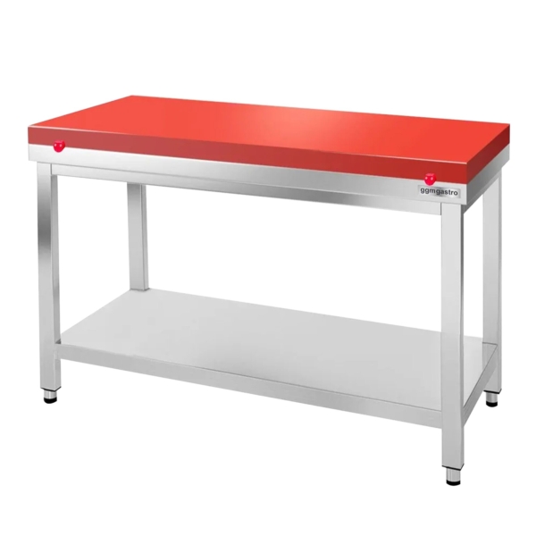 Table de travail en inox PREMIUM - 1000x800mm - avec fond de base sans rebord y compris plaque de découpe