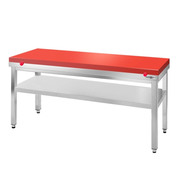 Table de travail en inox PREMIUM - 1800x800mm - avec fond sans rebord y compris plaque de découpe