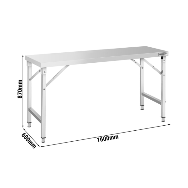 Table de travail en acier inoxydable - pliante - 1600x600 mm