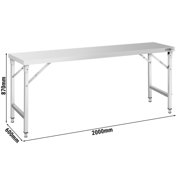 Table de travail en acier inoxydable - pliante - 2000x600 mm