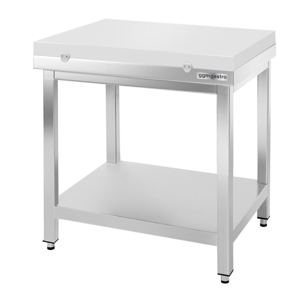 Table de travail en inox PREMIUM - 600x700mm - avec fond de base sans rebord y compris plaque de découpe