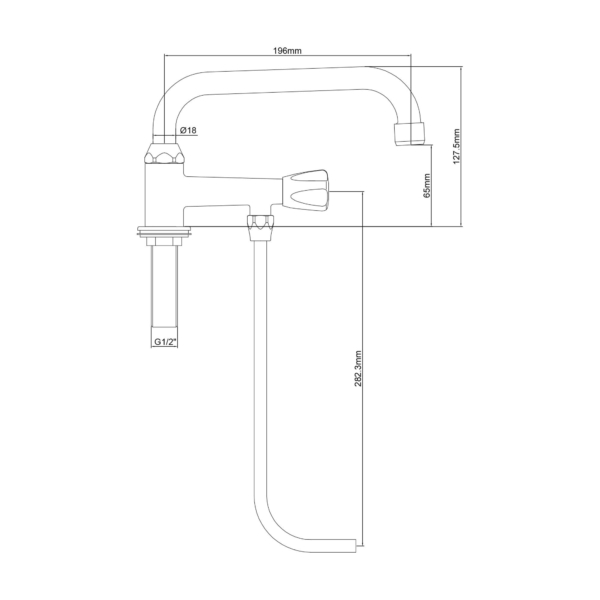 Batterie monotrou - avec 1 tube de sous rinçage & 1 robinet pivotant