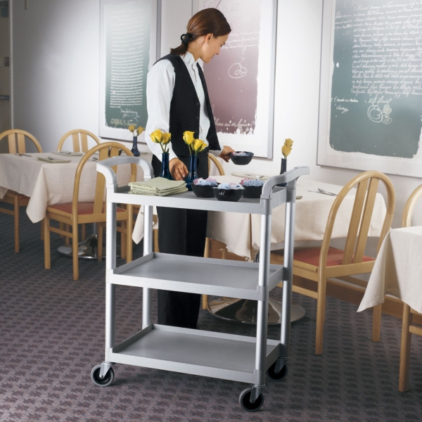 CAMBRO | Chariot de Service en Polypropylène - 835x410mm - avec 3 Étages - Marbré Gris