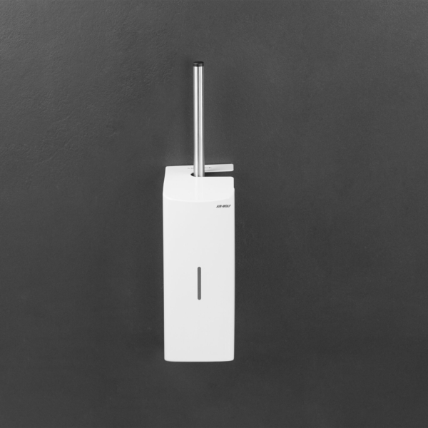 AIR-WOLF | Porte-brosse WC avec façade fermée -  Acier inoxydable blanc