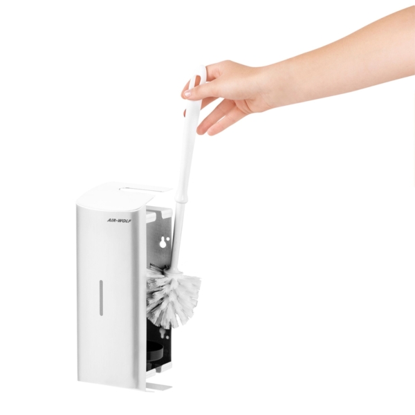 AIR-WOLF | Porte-brosse WC avec façade fermée -  Acier inoxydable blanc