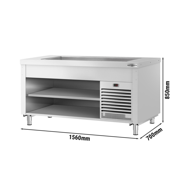 Comptoir buffet froid KOPENHAGEN - 1560mm - avec cuve réfrigérée - pour 4x GN 1/1 - inox