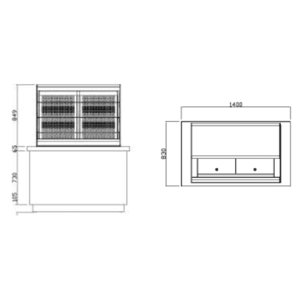 Vitrine réfrigérée PRAG - 1400mm - 3 étagères - Rideau de nuit inclus