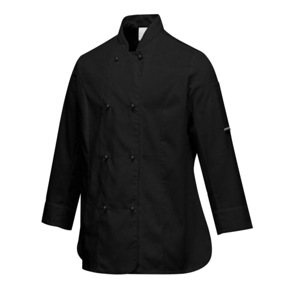 (5 pièces) Veste de cuisine femme manches longues - Noir - Taille : M