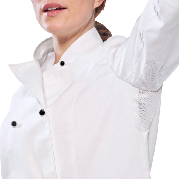 (5 pièces) Veste de cuisine femme manches longues - Blanc - Taille : XXL